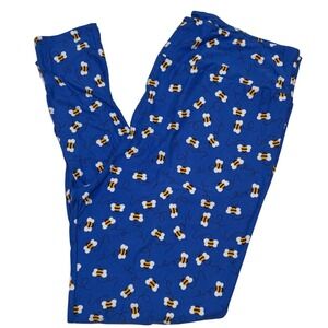 LuLaRoe Womens Leggings Size TC2 Bees Blue Bumblebee Honeybee Print 18+ Plus NWT